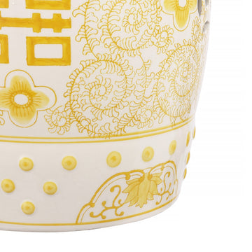 Double Happiness 18" Chinoiserie Ceramic Drum Garden Stool - JONATHAN Y